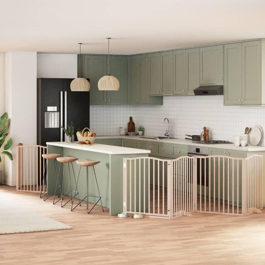 Hundelåge med dør 6 paneler 480 cm foldbar poppeltræ