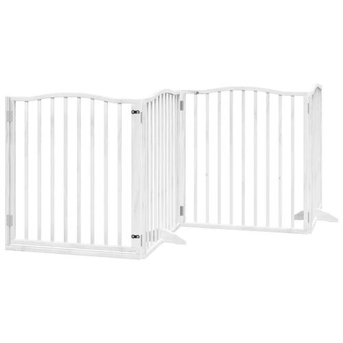 Hundelåge med dør 12 paneler 960 cm foldbar poppeltræ hvid