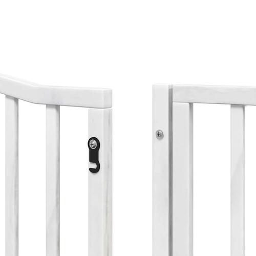 Hundelåge med dør 12 paneler 960 cm foldbar poppeltræ hvid