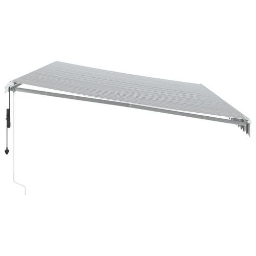Markise m. LED 600x300 cm automatisk betjening antracitgrå hvid
