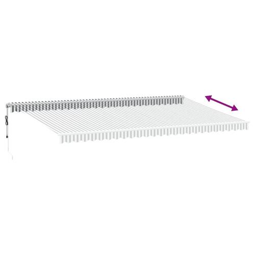 Markise m. LED 600x300 cm automatisk betjening antracitgrå hvid