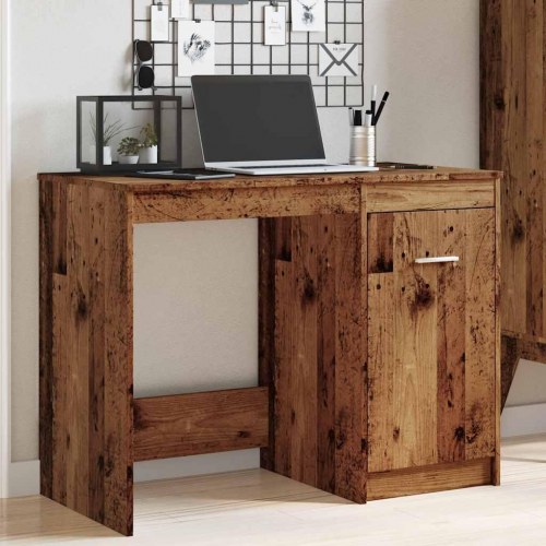 Skrivebord 100×50×76 cm i konstrueret træ - antikt trælook