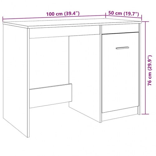 Skrivebord 100×50×76 cm i konstrueret træ - antikt trælook