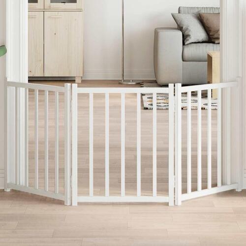 Hundelåge 3 paneler 150 cm foldbar massivt gran hvid