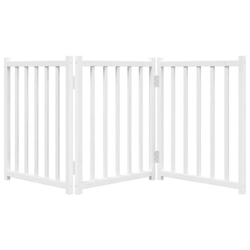Hundelåge 3 paneler 150 cm foldbar massivt gran hvid