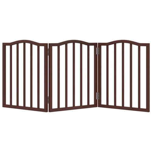 Hundelåge 3 paneler 150 cm foldbar - brun egetræ