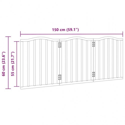 Hundelåge 3 paneler 150 cm foldbar - brun egetræ