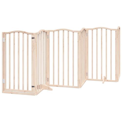 Hundelåge med dør 12 paneler 750 cm foldbar poppeltræ