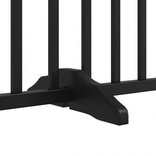 Hundelåge med dør - 4 paneler, 320 cm, foldbar i massivt gran, sort