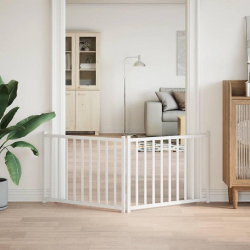 Hundelåge 2 paneler 150 cm foldbar massivt gran hvid