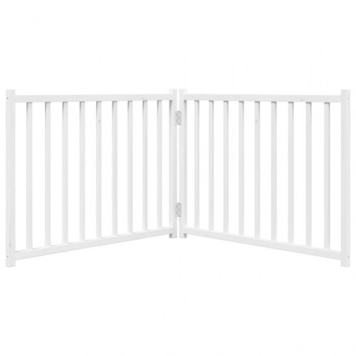 Hundelåge 2 paneler 150 cm foldbar massivt gran hvid