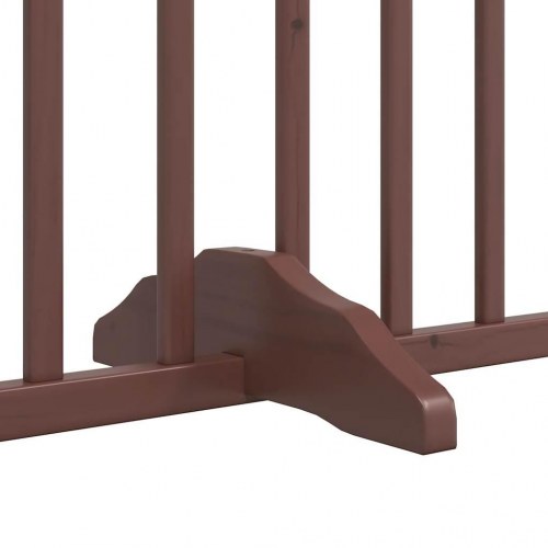 Hundelåge med dør - 4 paneler, 320 cm, foldbar poppeltræ, brun egetræ