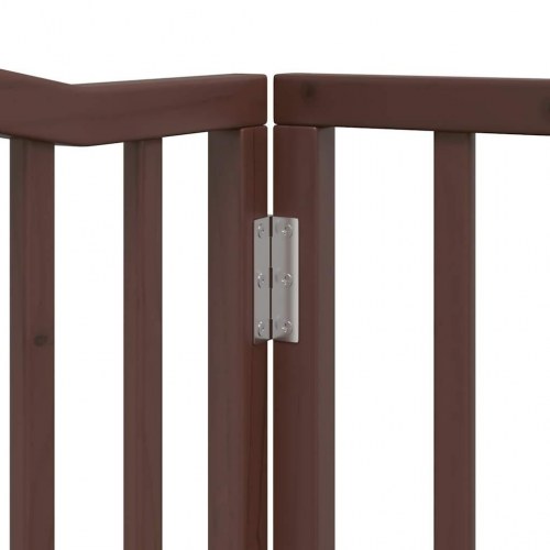 Hundelåge med dør - 4 paneler, 320 cm, foldbar poppeltræ, brun egetræ