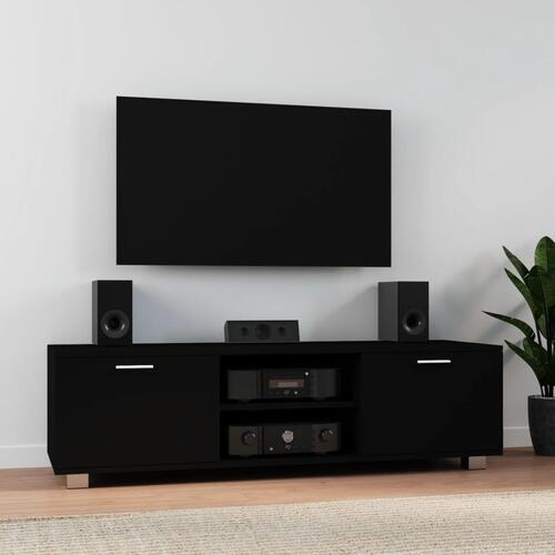 Tv-bord 140x40,5x35 cm konstrueret træ sort
