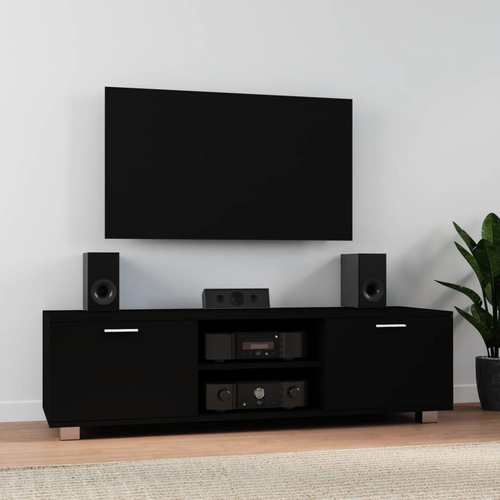 Tv-bord 140x40,5x35 cm konstrueret træ sort