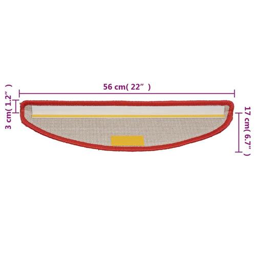 Trappemåtter 10 stk. 56x17x3 cm rød