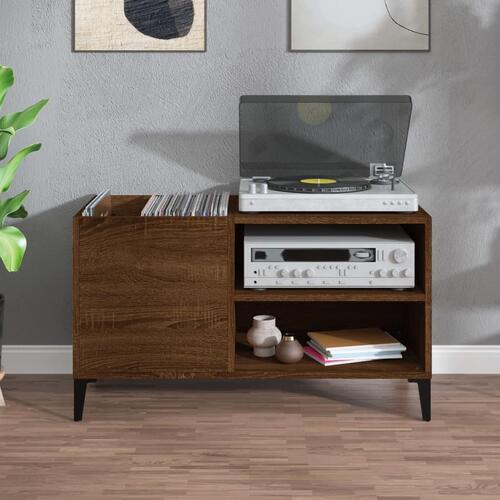 Vinylskab 84,5x38x48 cm konstrueret træ brun egetræsfarve