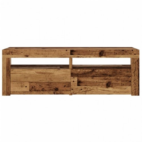 TV-bord med LED-lys 120 x 35 x 40 cm - antikt træ