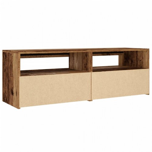 TV-bord med LED-lys 120 x 35 x 40 cm - antikt træ