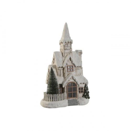 Lysdekoration - Hus med LED, hvid/grøn/natur, 35 × 20 × 51 cm