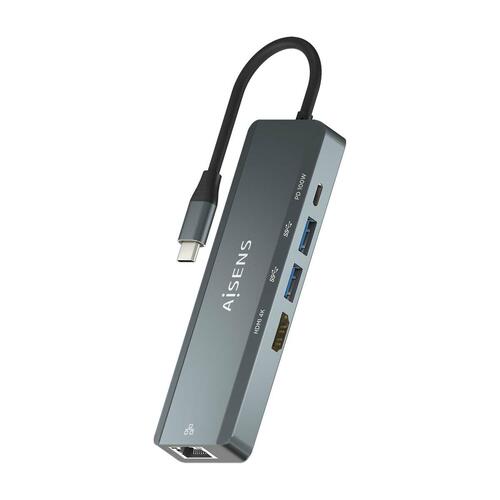 USB Hub Aisens ASUC-5P011-GR Grå Multifarvet (1 enheder)