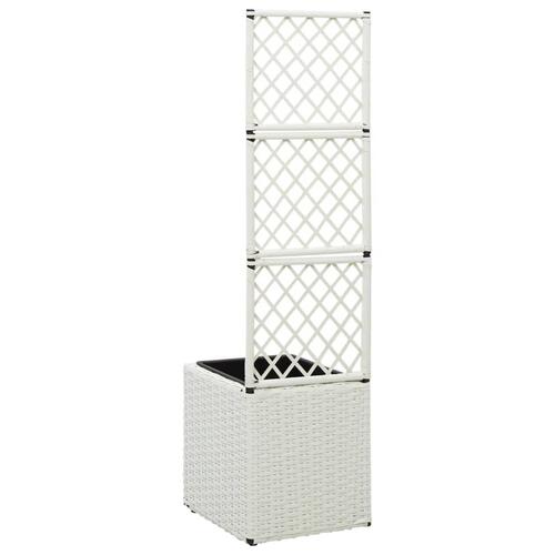 Espalier med plantekasse 1 krukke 30x30x107 cm polyrattan hvid