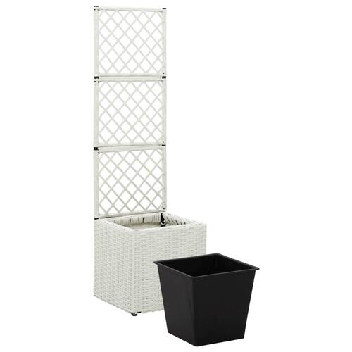 Espalier med plantekasse 1 krukke 30x30x107 cm polyrattan hvid