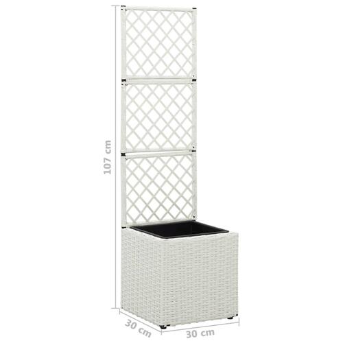 Espalier med plantekasse 1 krukke 30x30x107 cm polyrattan hvid