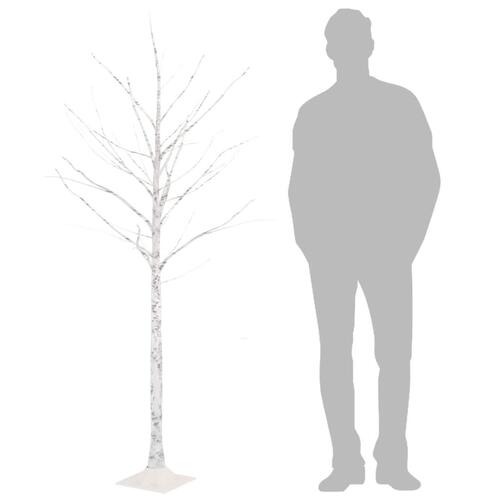 LED-birketræ 180 cm 96 LED'er varmt hvidt lys hvid