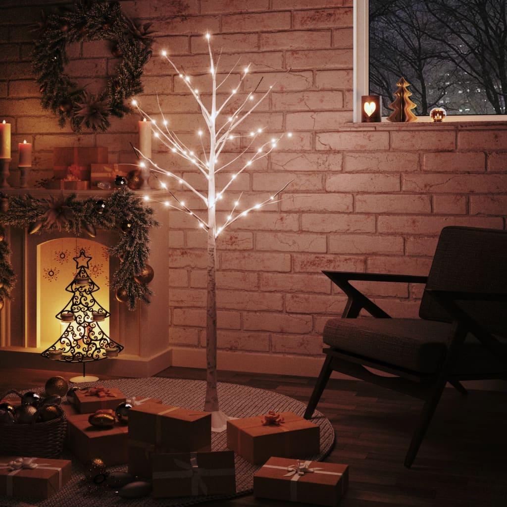 LED-birketræ 150 cm 72 LED'er varmt hvidt lys hvid
