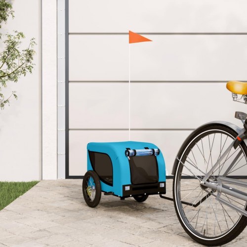 Hundetrailer til cykel i oxfordstof og jern - blå/sort