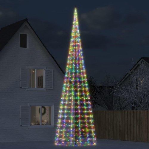 LED-juletræ til flagstang - 3.000 LED’er, 800 cm, flerfarvet