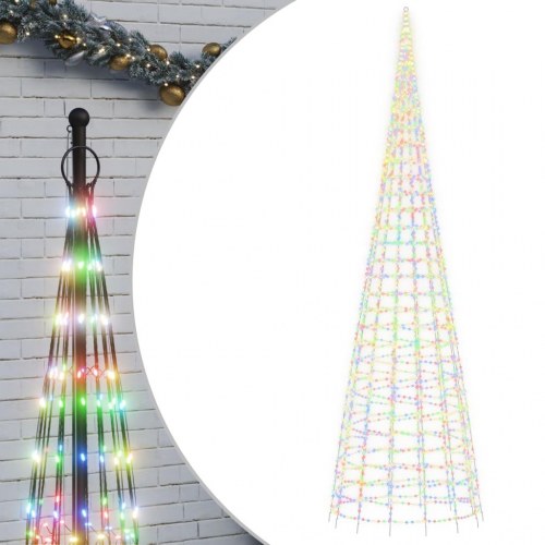 LED-juletræ til flagstang - 3.000 LED’er, 800 cm, flerfarvet