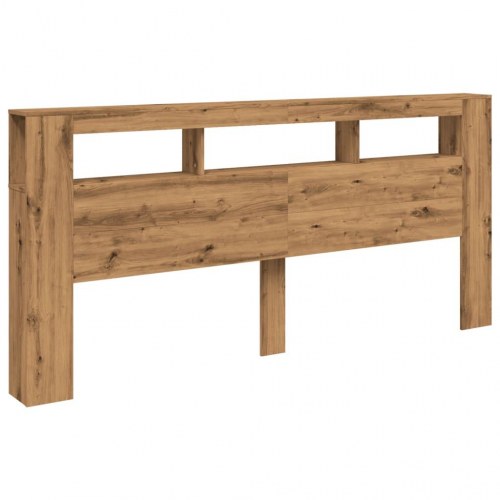 Sengegavl med LED-lys 220×18,5×103,5 cm - konstrueret træ, kunsteg
