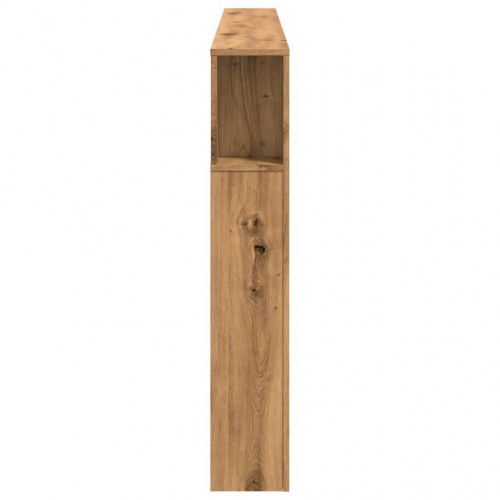 Sengegavl med LED-lys 220×18,5×103,5 cm - konstrueret træ, kunsteg