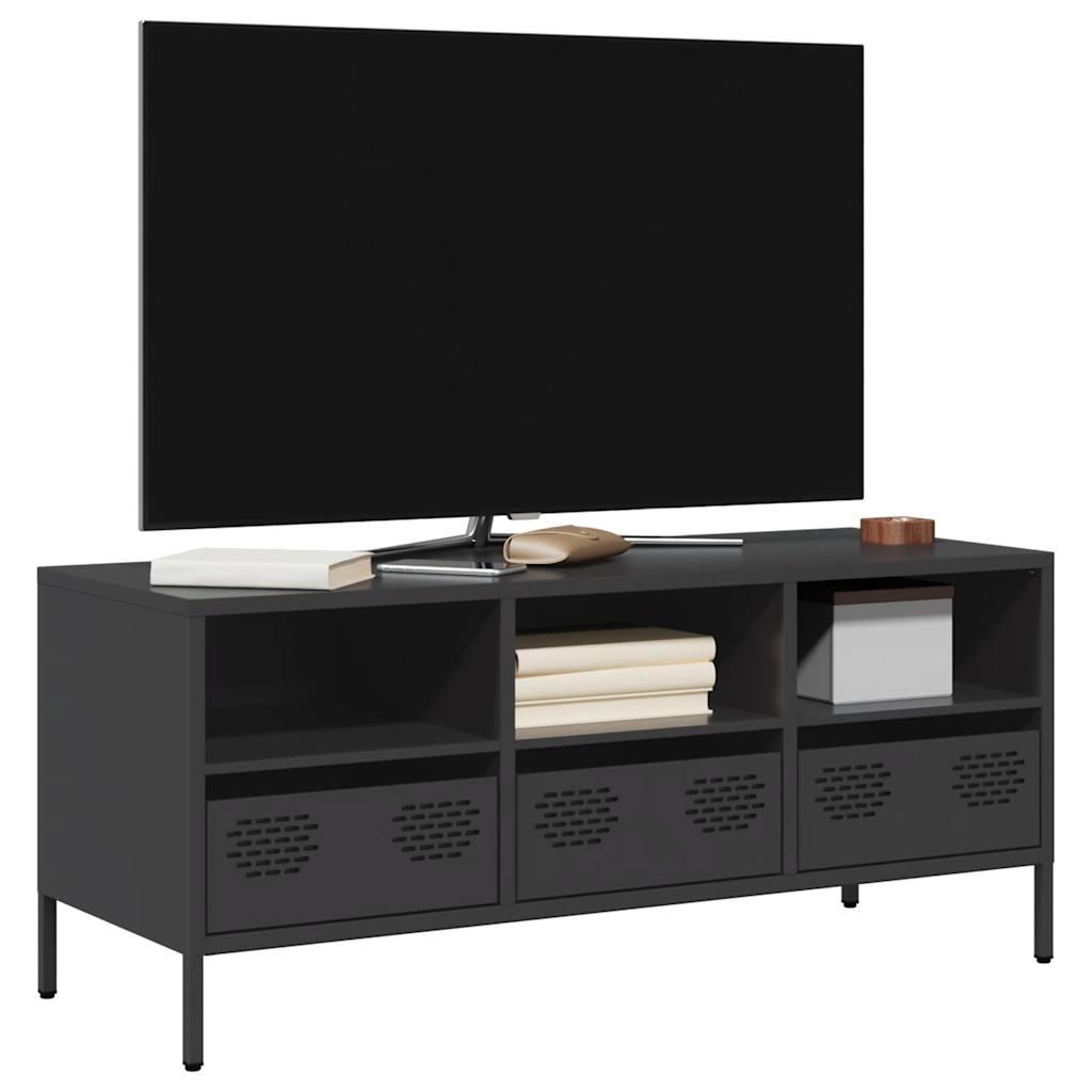 Tv-Bord 68X39X43,5 Cm Koldvalset Stål - 101.5 cm / Sort
