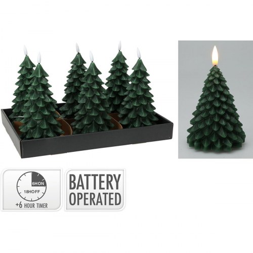 Lifetime LED stearinlys juletræ 19 cm - mørkegrøn med flammeeffekt