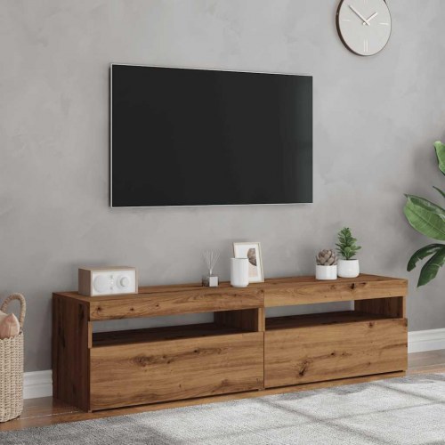 Tv-borde med LED-lys - 2 stk. i konstrueret træ, kunsteg