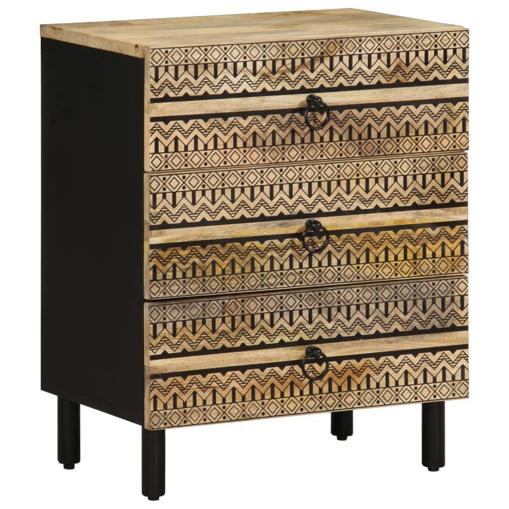 Sengebord 50x33x62 cm massivt ru mangotræ sort billede