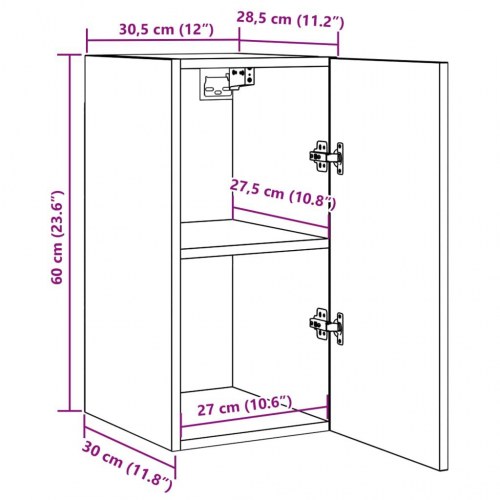 Tv-bord 30,5x30x60 cm konstrueret træ antikt træ
