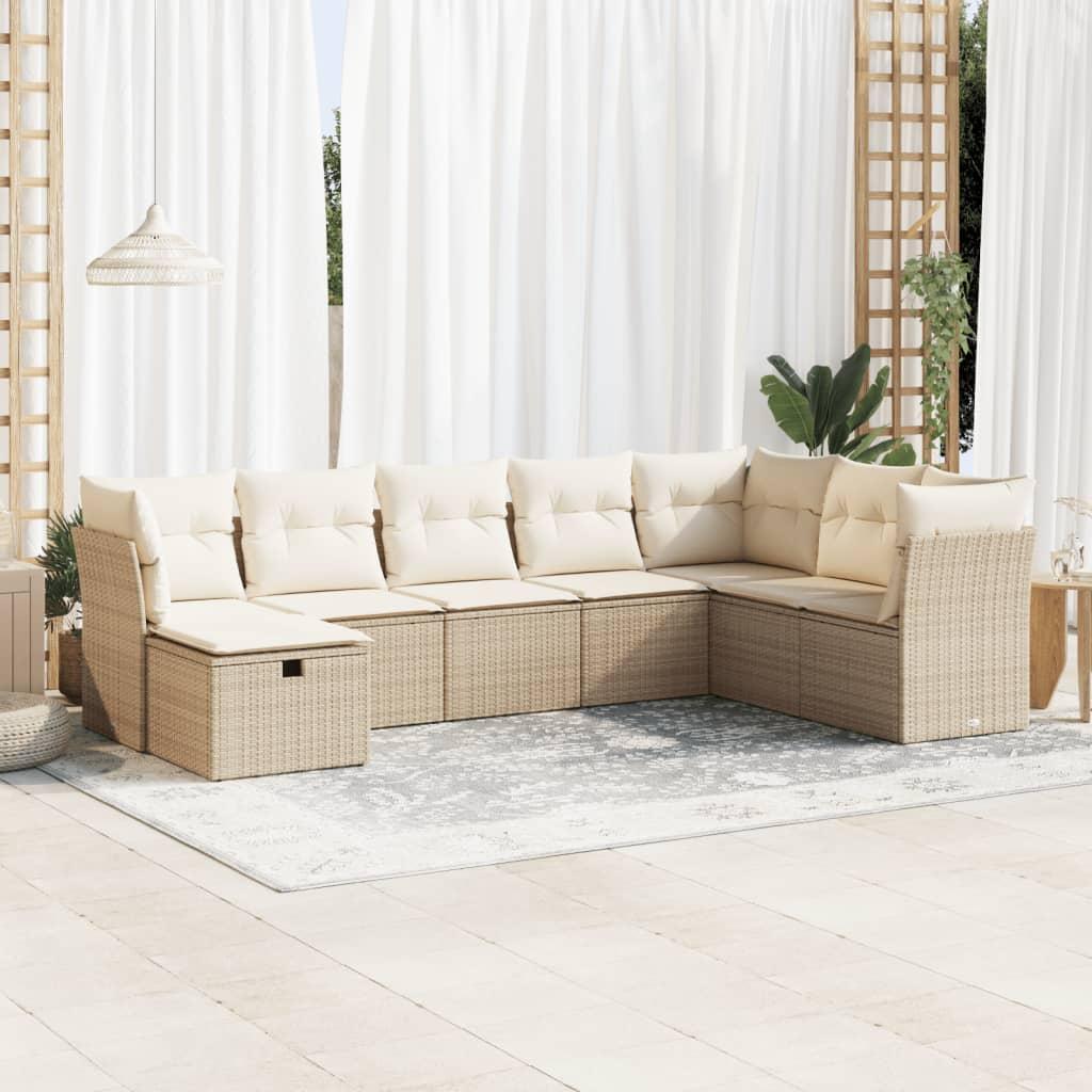 Sofasæt Til Haven 9 Dele Med Hynder Polyrattan - beige og cremefarvet / med opbevaring