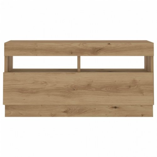 Tv-bord med LED-lys 80×35×40 cm - konstrueret træ i kunsteg