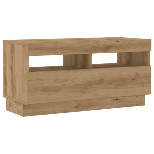 Tv-bord med LED-lys 80×35×40 cm - konstrueret træ i kunsteg