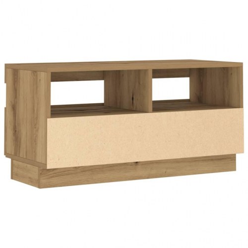 Tv-bord med LED-lys 80×35×40 cm - konstrueret træ i kunsteg