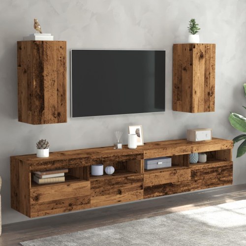 Tv-skabe 2 stk. 30,5x30x60 cm konstrueret træ antikt træ