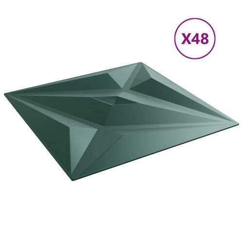 Vægpaneler 48 stk. 50x50 cm 12 m² XPS stjerne grøn