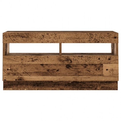 Tv-bord med LED-lys - 80×35×40 cm i antikt træ look, konstrueret træ