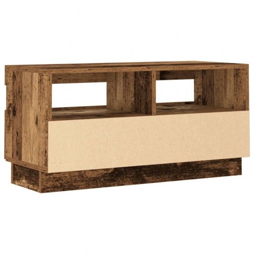 Tv-bord med LED-lys - 80×35×40 cm i antikt træ look, konstrueret træ