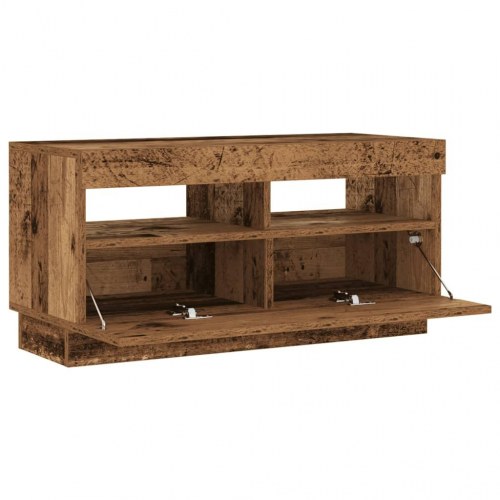 Tv-bord med LED-lys - 80×35×40 cm i antikt træ look, konstrueret træ