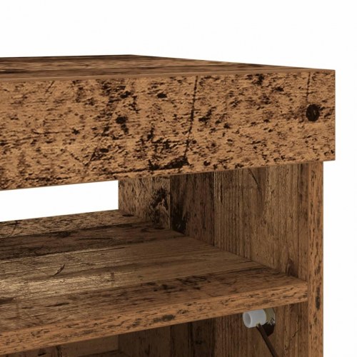 Tv-bord med LED-lys - 80×35×40 cm i antikt træ look, konstrueret træ